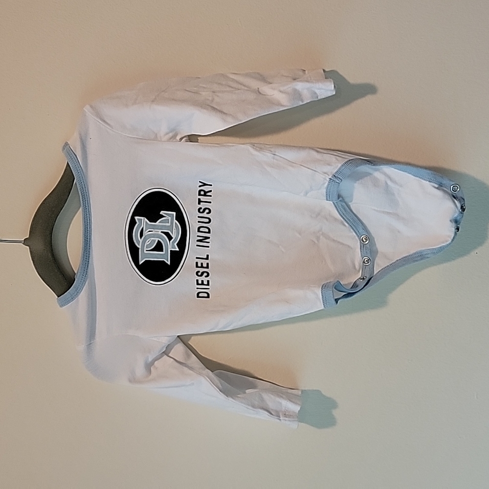 Diesel onsie size 12 months white and blue